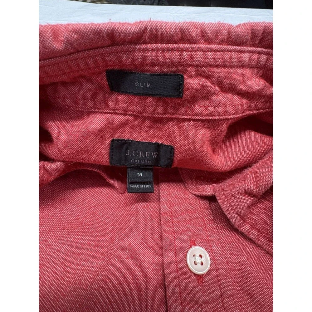 J Crew Oxford Shirt Mens Medium Pink Slim Fit 100% Cotton Pocket Long Sleeve